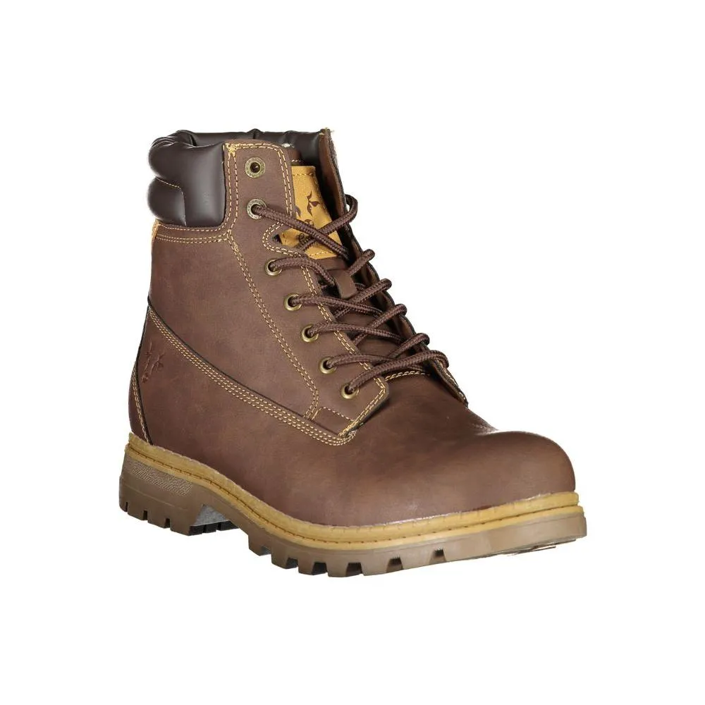 Carrera Elegant Brown Lace-Up Boots with Contrast Detail