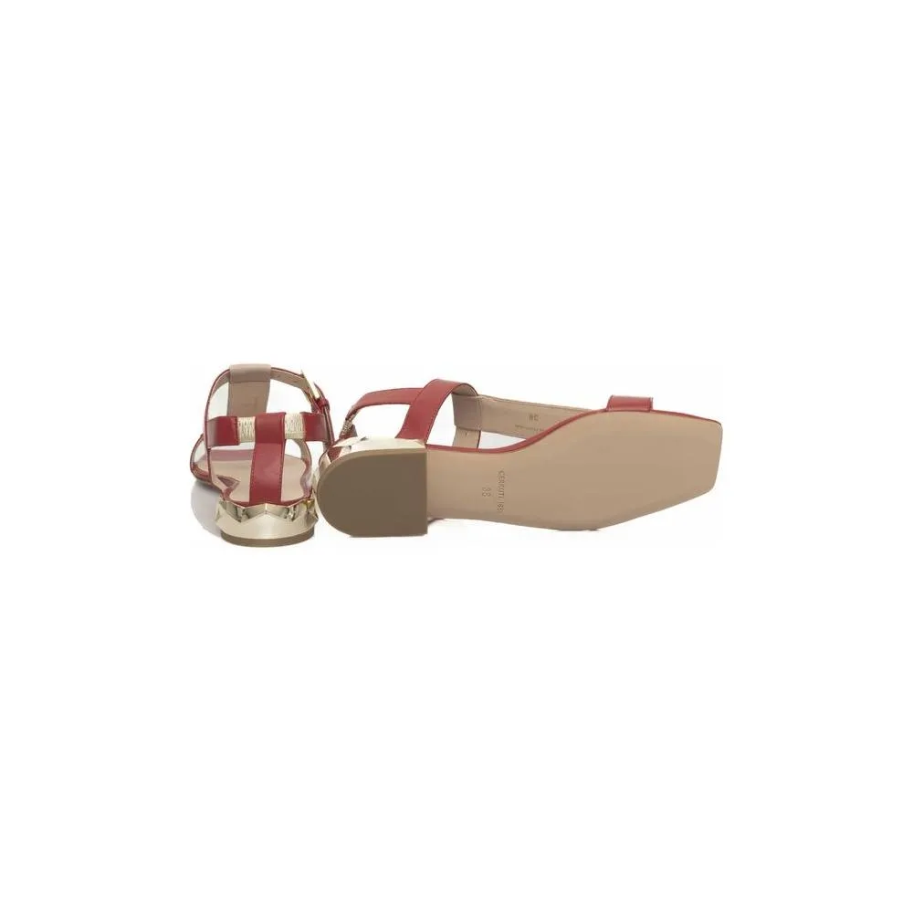 Cerruti 1881 Red Goat Leather Women Sandal