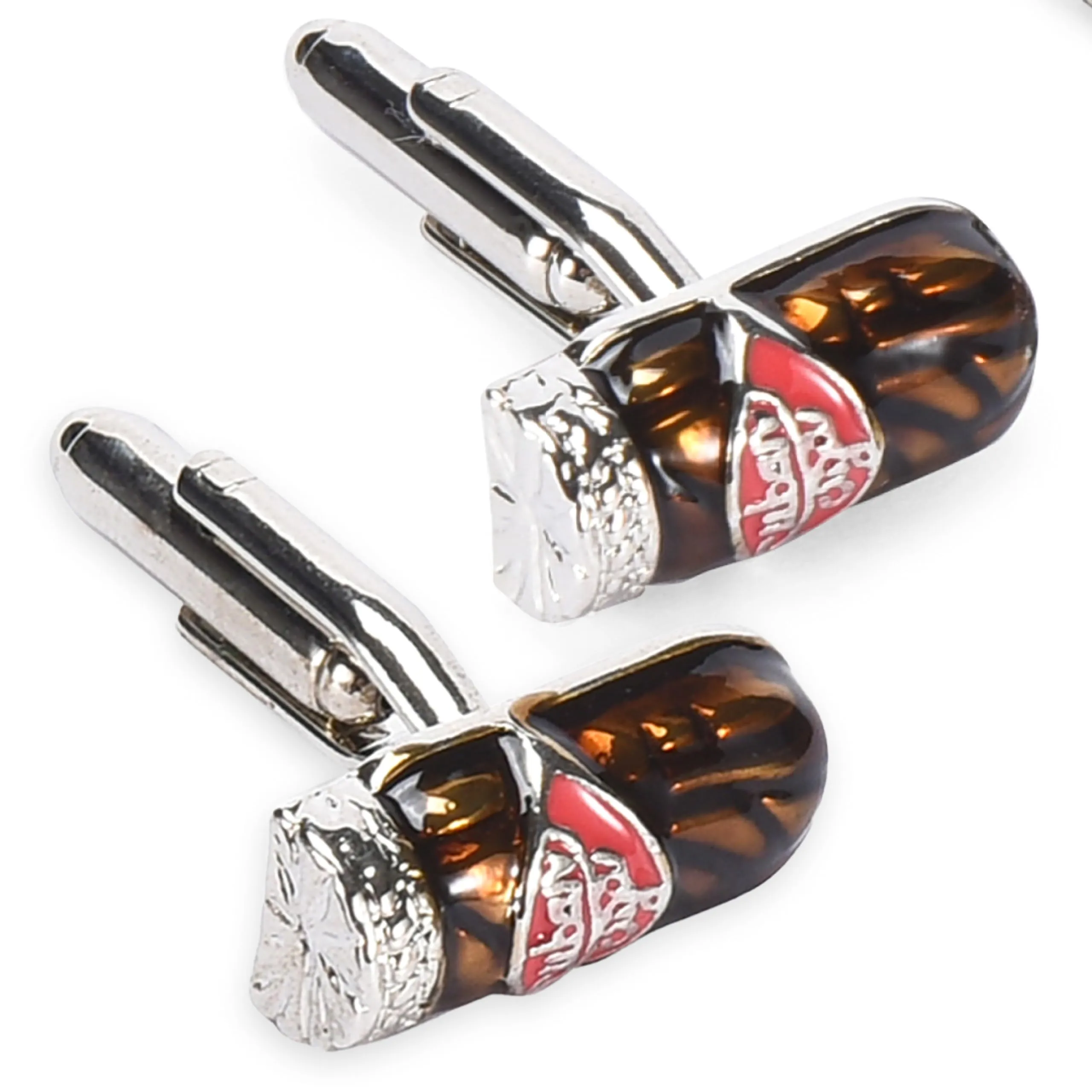 Cigar Brown Metal Cufflinks For Men - Perfect For Formal Or Business Attire -