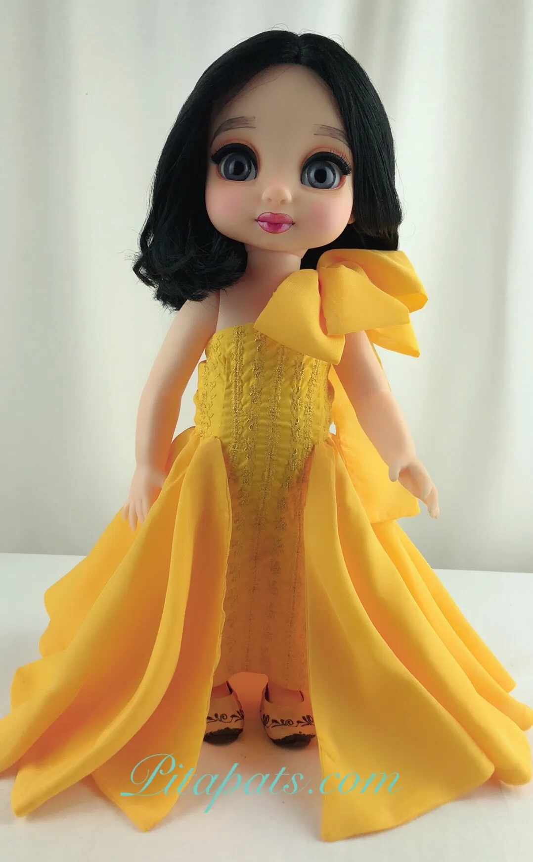 Custom Disney Animator Doll Snow White Goddess In Bright Yellow Golden Dress