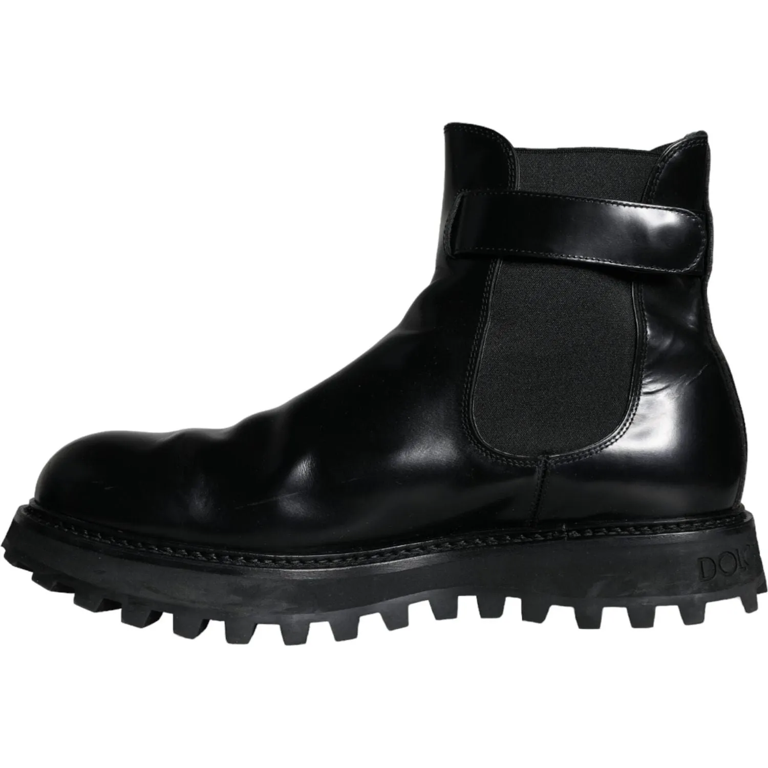 Dolce & Gabbana Black Belted DG Logo Men Chelsea Boots Shoes