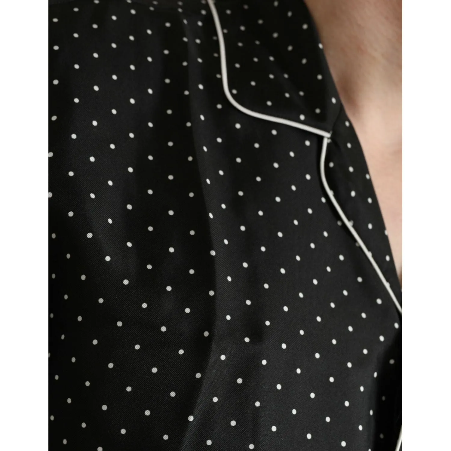 Dolce & Gabbana Black Polka Dot Silk Long Sleeve Shirt