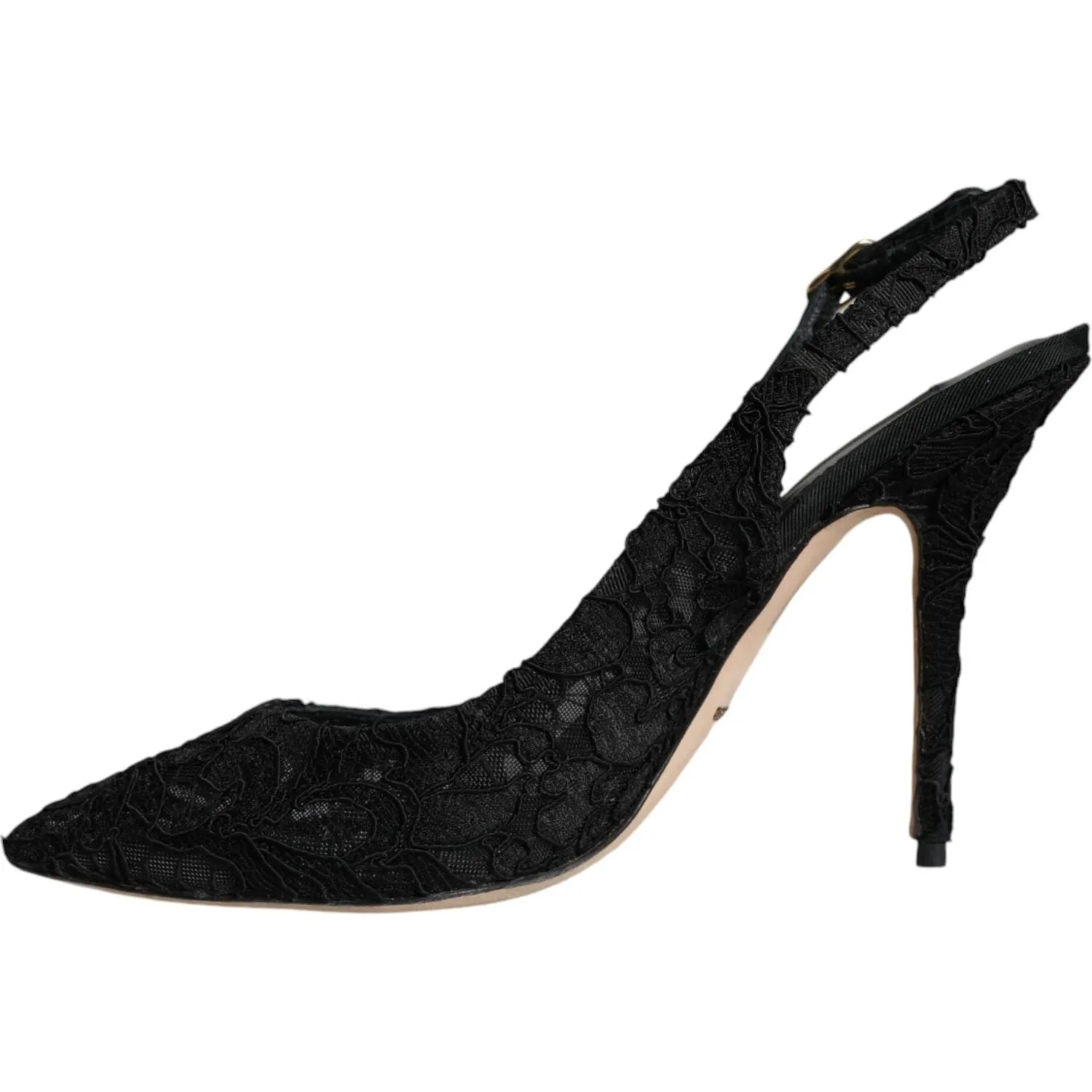 Dolce & Gabbana Black Taormina Lace Bellucci Slingbacks Shoes