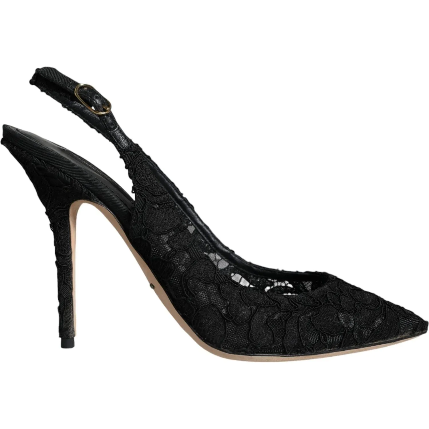 Dolce & Gabbana Black Taormina Lace Bellucci Slingbacks Shoes