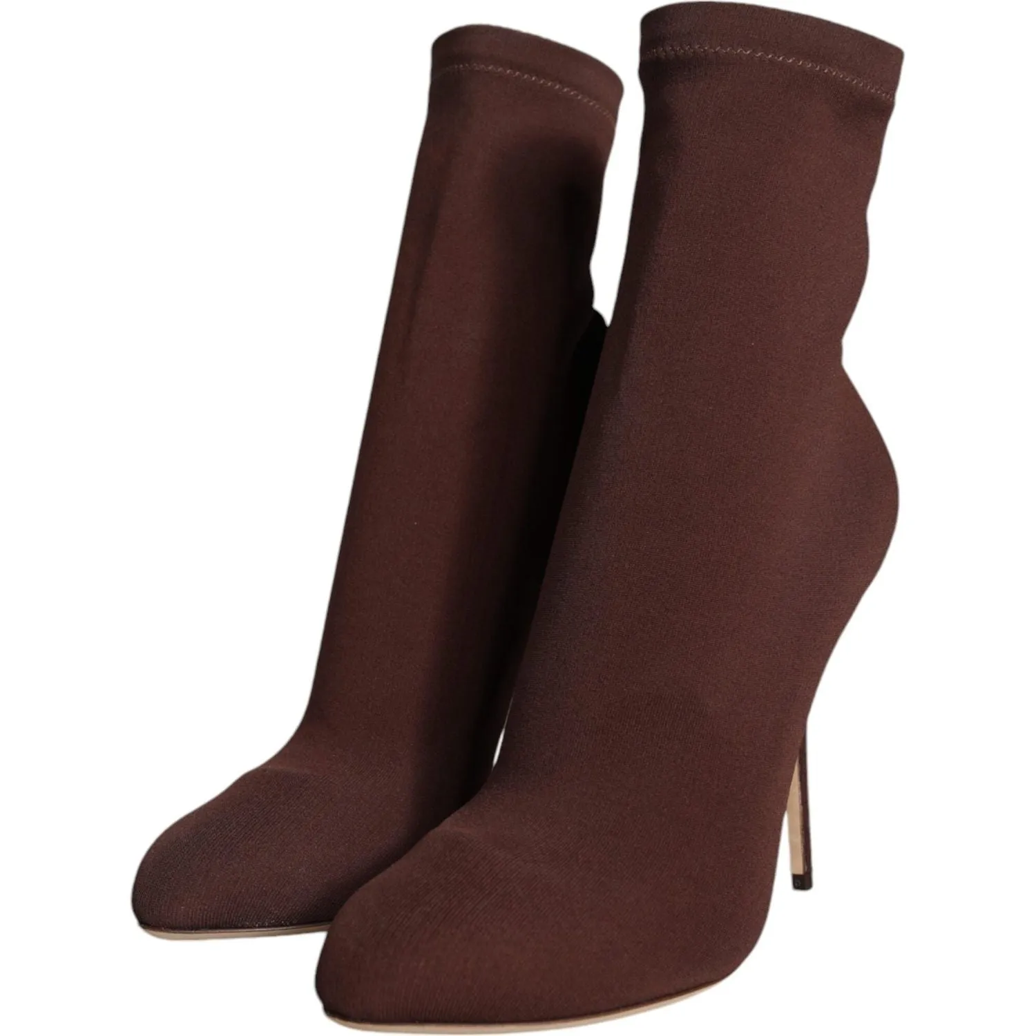 Dolce & Gabbana Brown Stiletto Heels Socks Ankle Boots Shoes