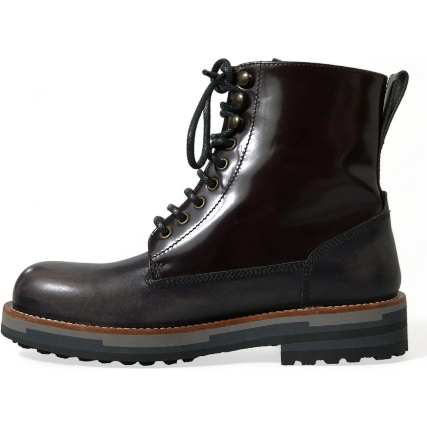 Dolce & Gabbana Chic Bi-Color Leather Mid Calf Boots