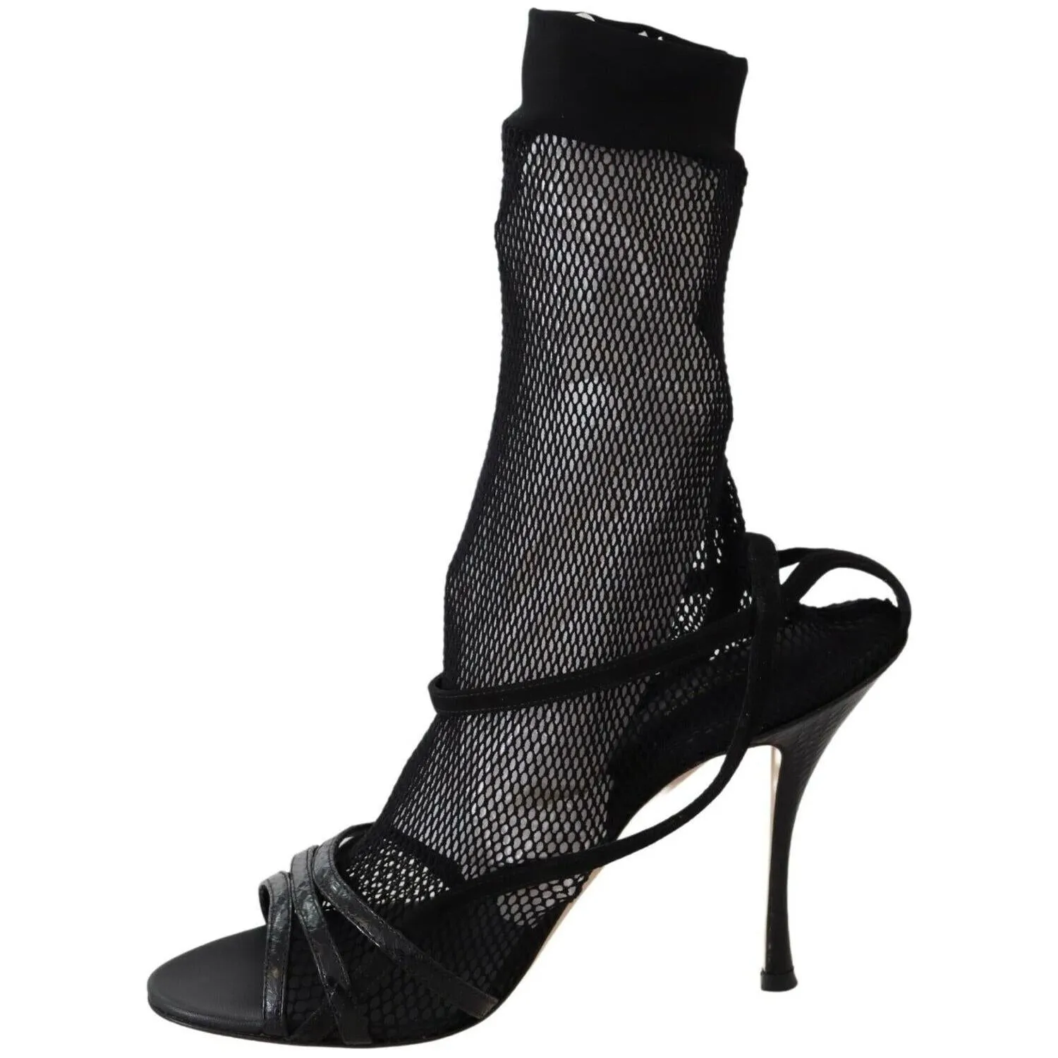 Dolce & Gabbana Chic Black Mesh Stiletto Sandals