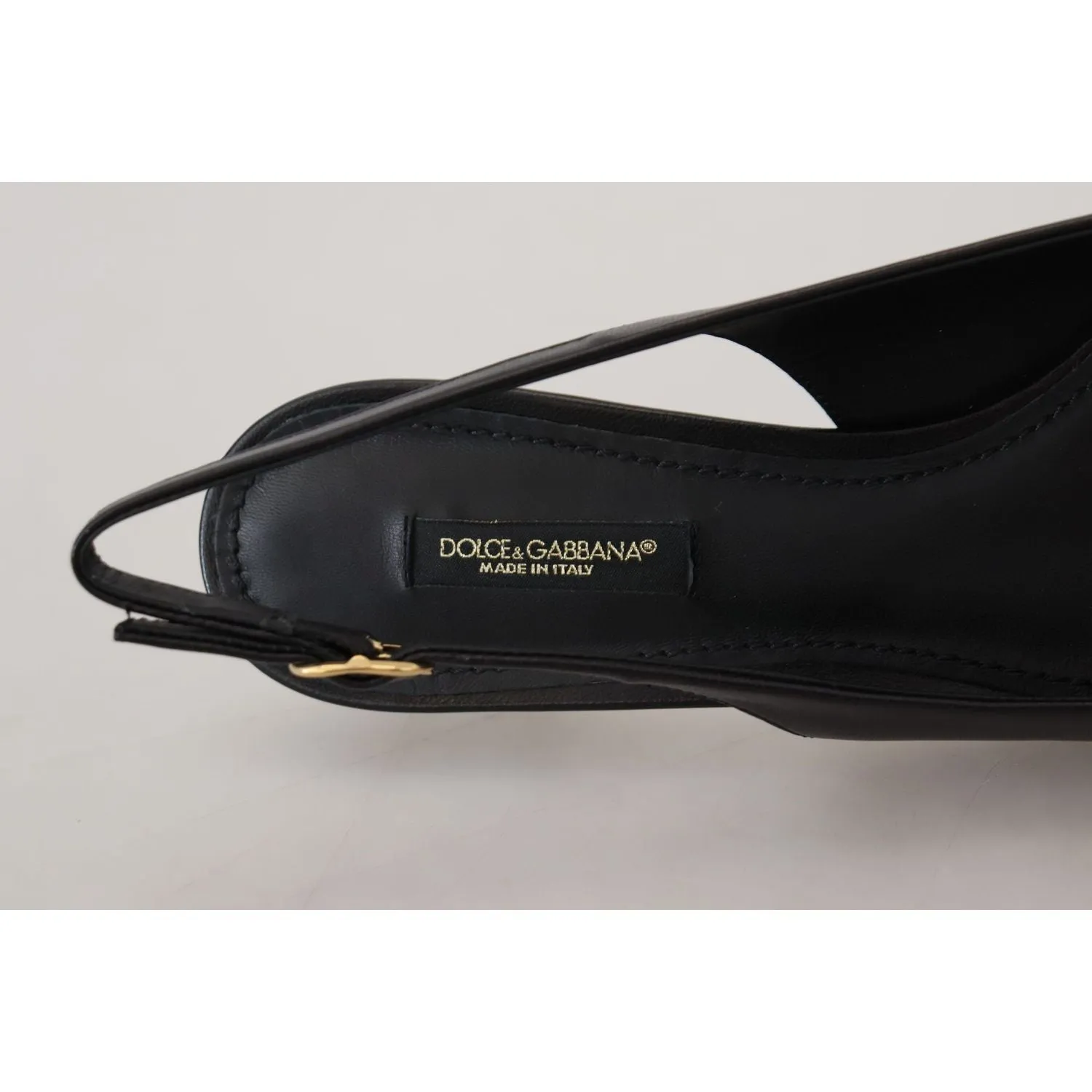 Dolce & Gabbana Elegant Black Leather Slingback Pumps