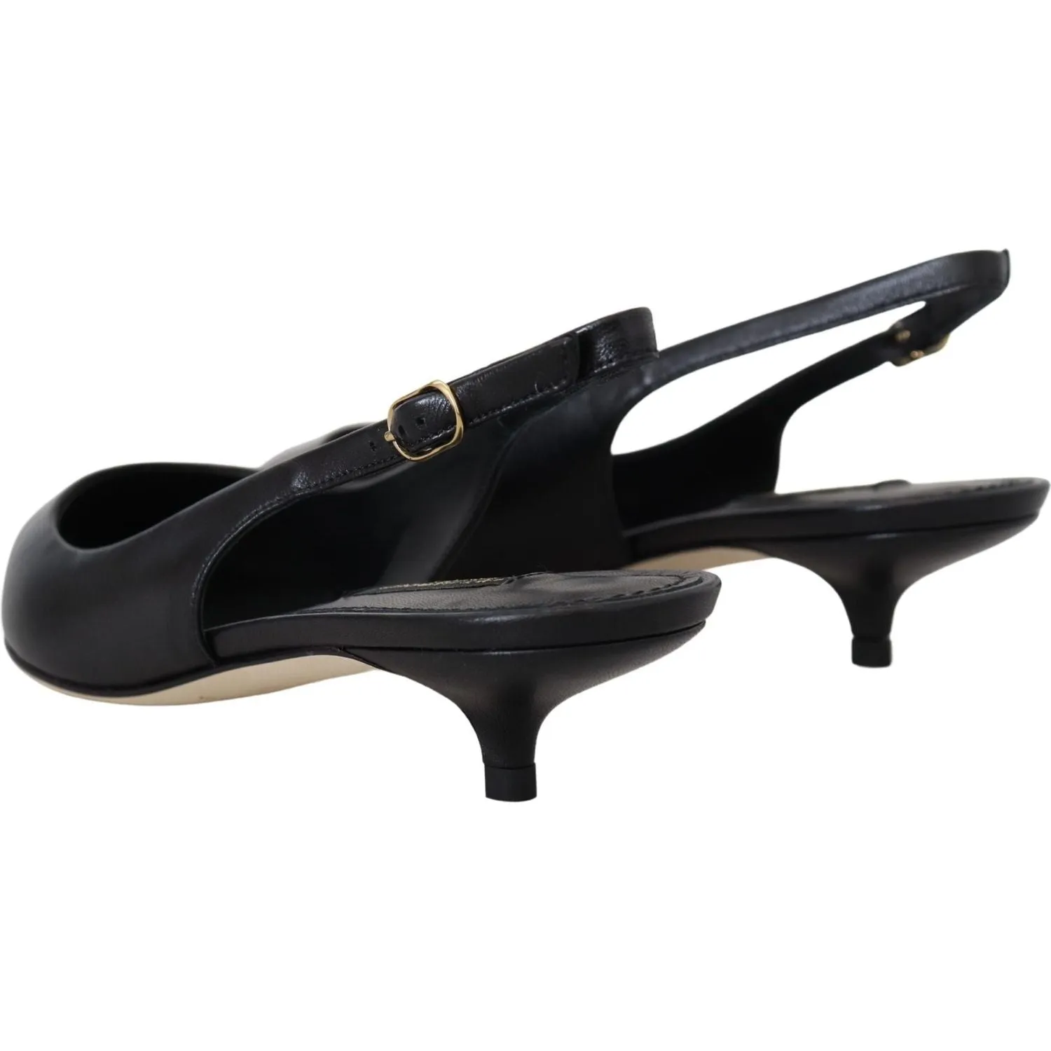 Dolce & Gabbana Elegant Black Leather Slingback Pumps