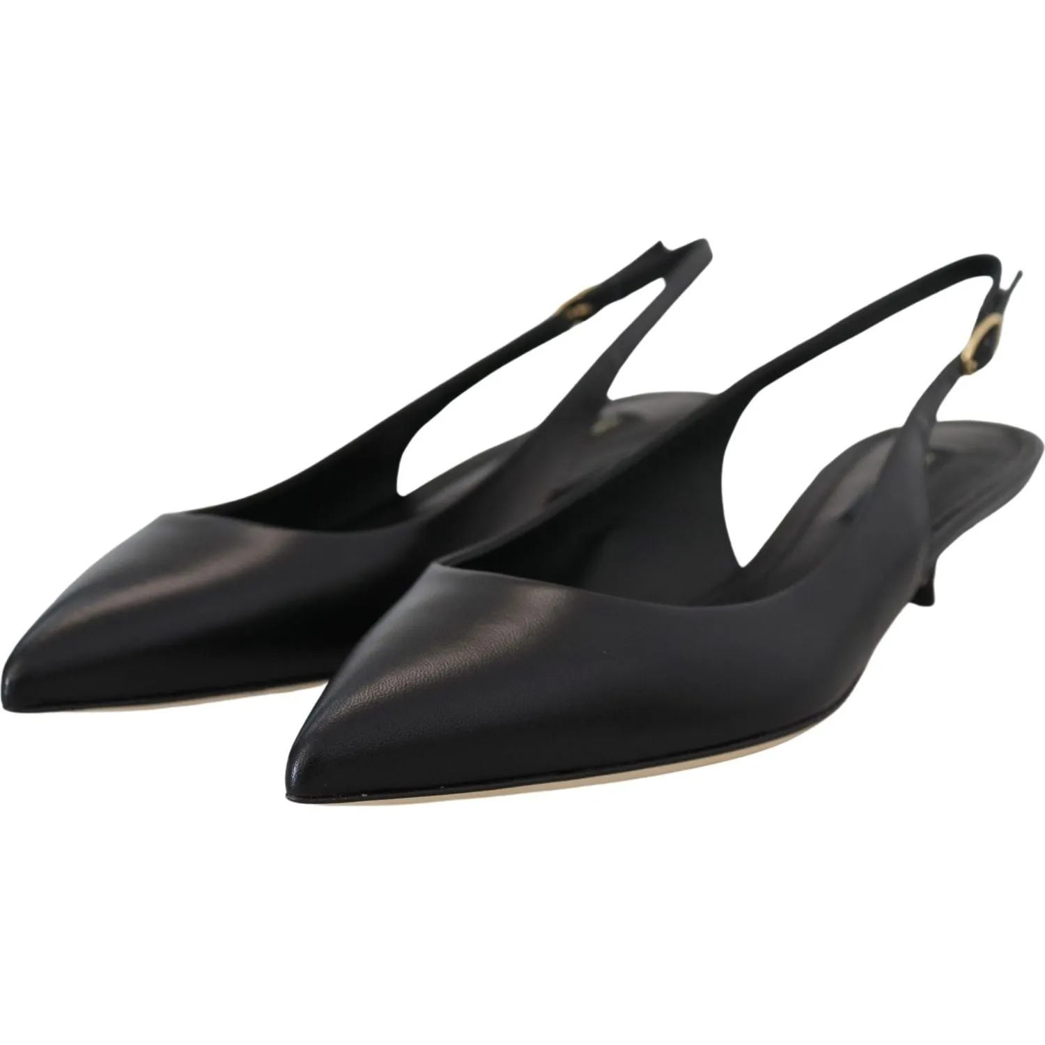 Dolce & Gabbana Elegant Black Leather Slingback Pumps