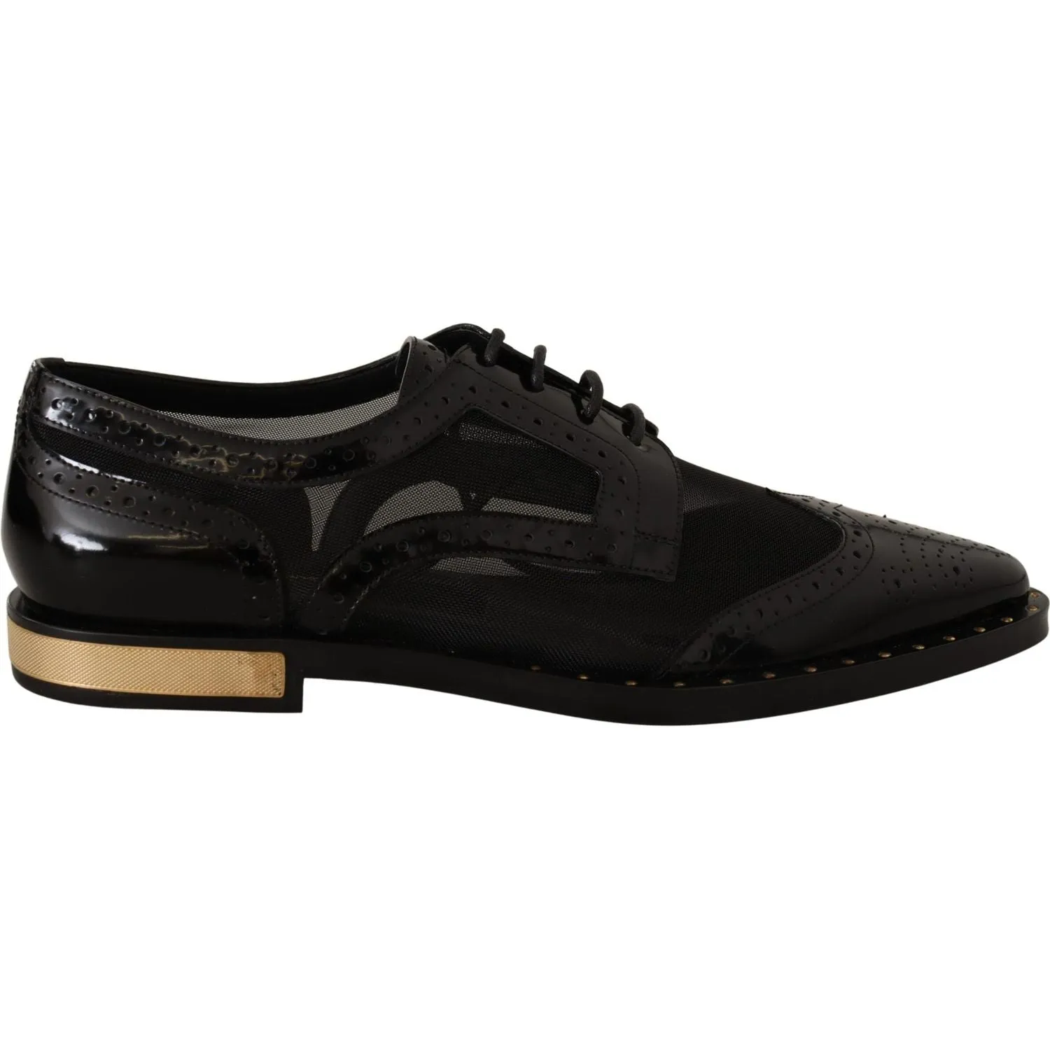 Dolce & Gabbana Elegant Gold-Trimmed Black Oxford Lace-Ups