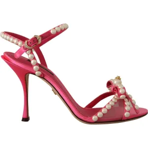 Dolce & Gabbana Elegant Pink Pearl Embellished Heels Sandals