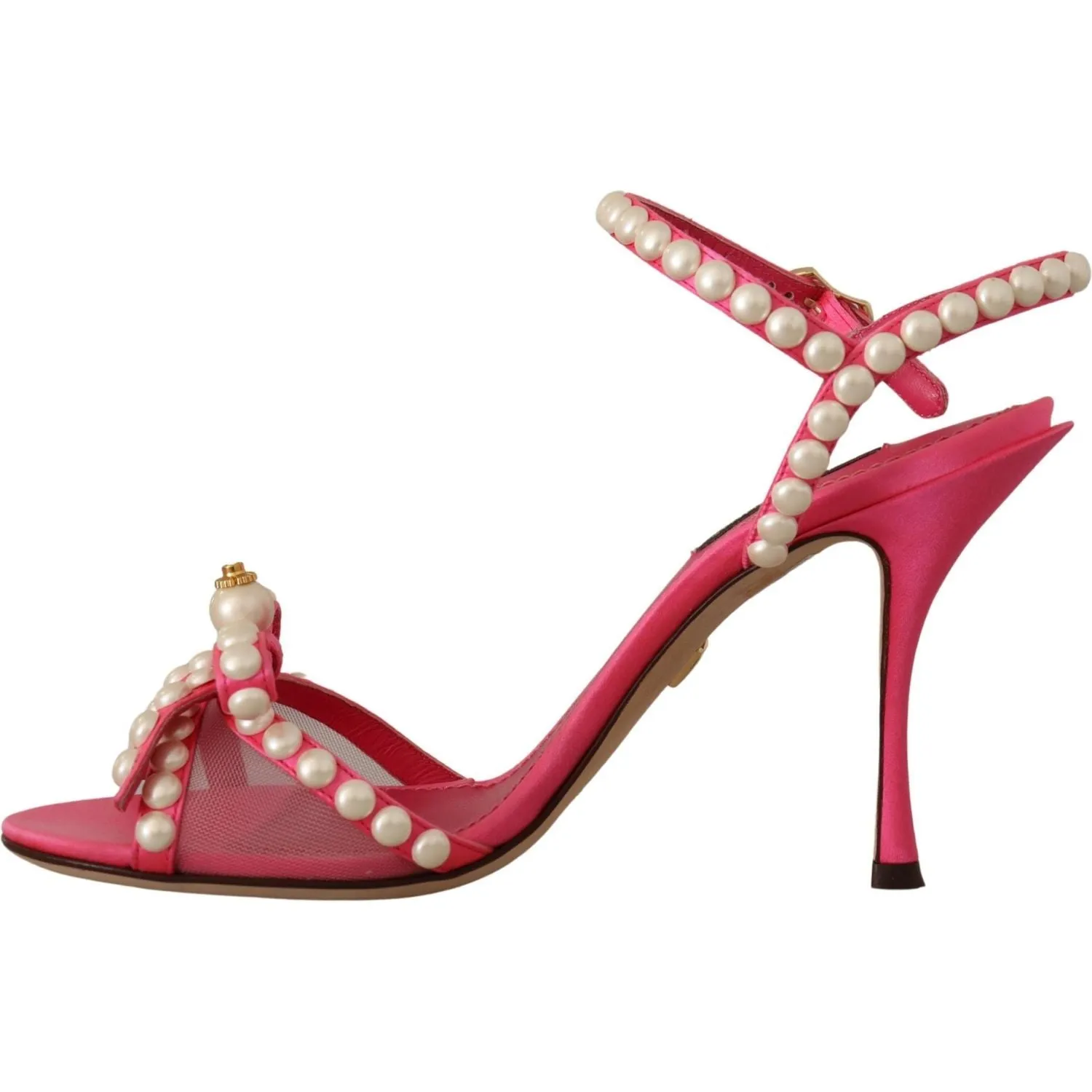 Dolce & Gabbana Elegant Pink Pearl Embellished Heels Sandals