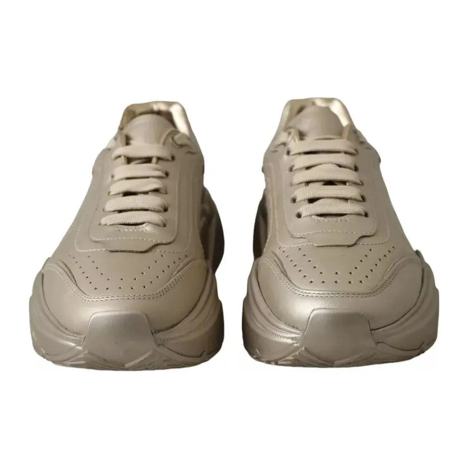 Dolce & Gabbana Gold Leather Daymaster Low Top Sneakers Shoes