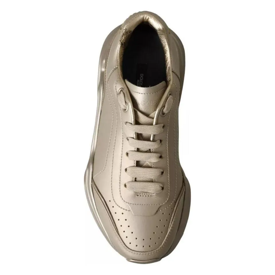 Dolce & Gabbana Gold Leather Daymaster Low Top Sneakers Shoes