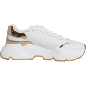 Dolce & Gabbana Gold White Daymaster Low Top Sneakers Shoes