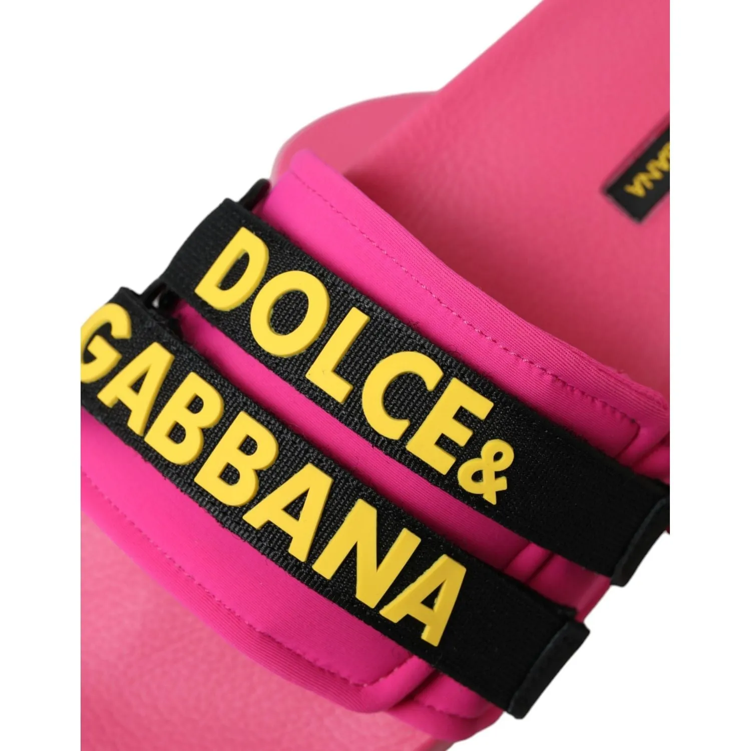 Dolce & Gabbana Pink Black Logo Beachwear Flats Sandals Shoes