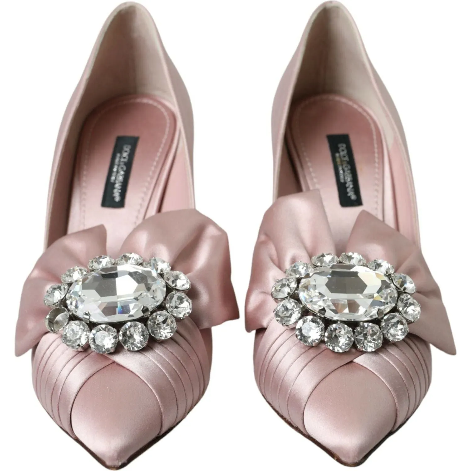 Dolce & Gabbana Pink Satin Crystal High Heels Pumps Shoes