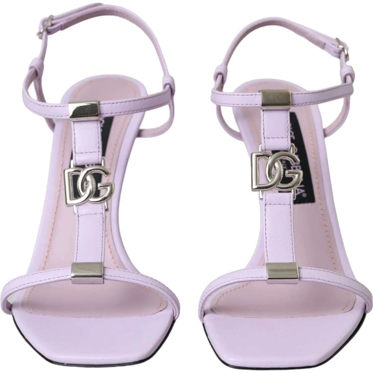 Dolce & Gabbana Purple Leather Logo Ankle Strap Keira Sandals Shoes