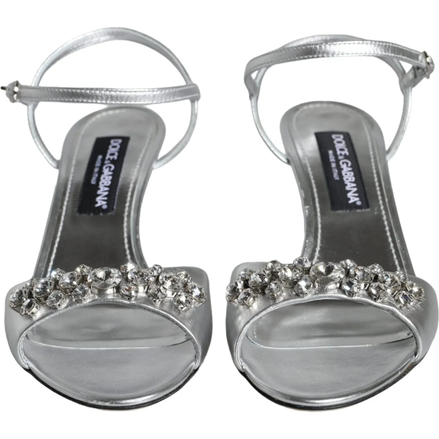 Dolce & Gabbana Silver Crystal AnkleStrap Keira Sandals Shoes