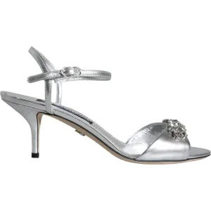 Dolce & Gabbana Silver Crystal AnkleStrap Keira Sandals Shoes