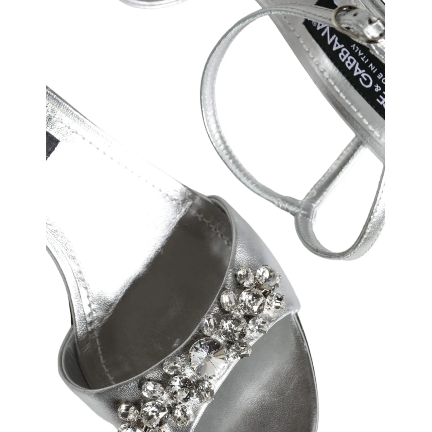 Dolce & Gabbana Silver Crystal AnkleStrap Keira Sandals Shoes