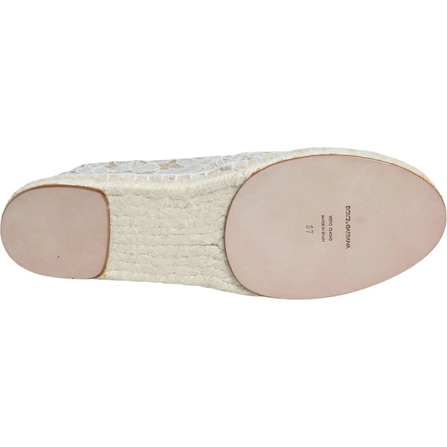 Dolce & Gabbana White Lace Viscose Espadrilles Flats Shoes