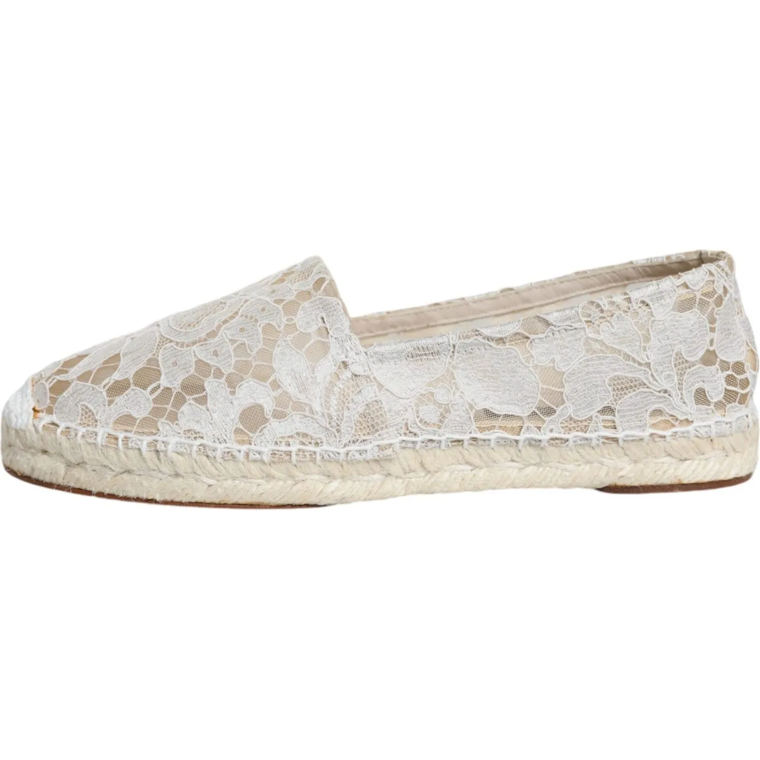 Dolce & Gabbana White Lace Viscose Espadrilles Flats Shoes