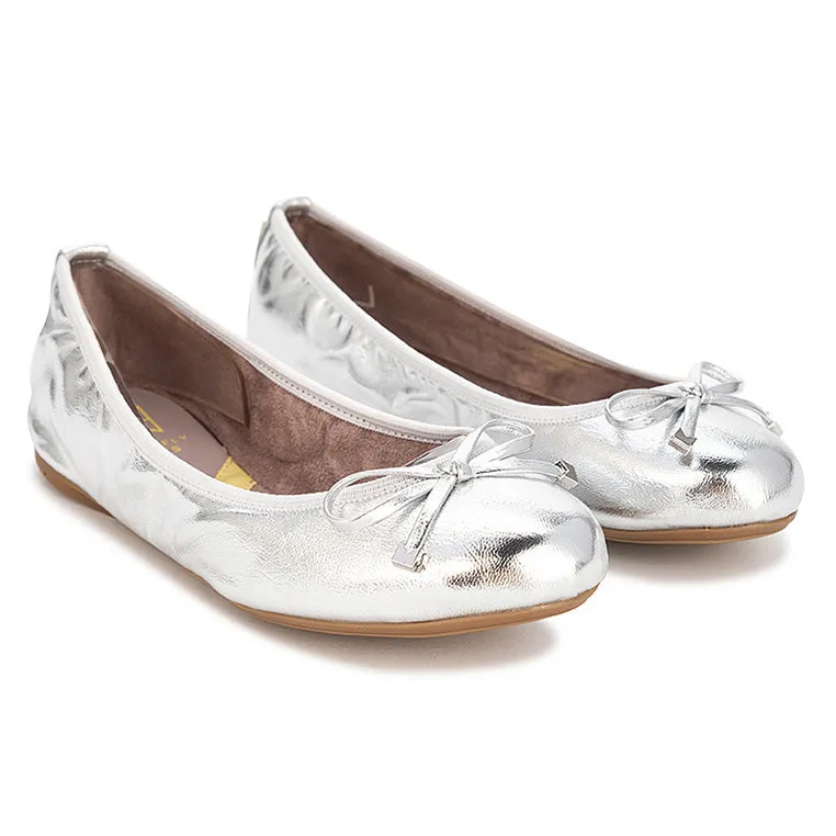 FRANKIE Ballet Flat Shoes - Silver Met