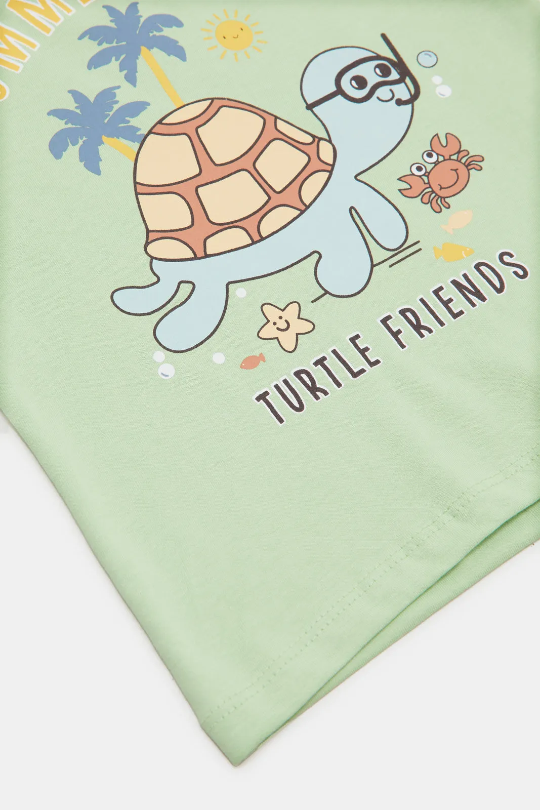 Infant Boys Green Turtle Print T-Shirt