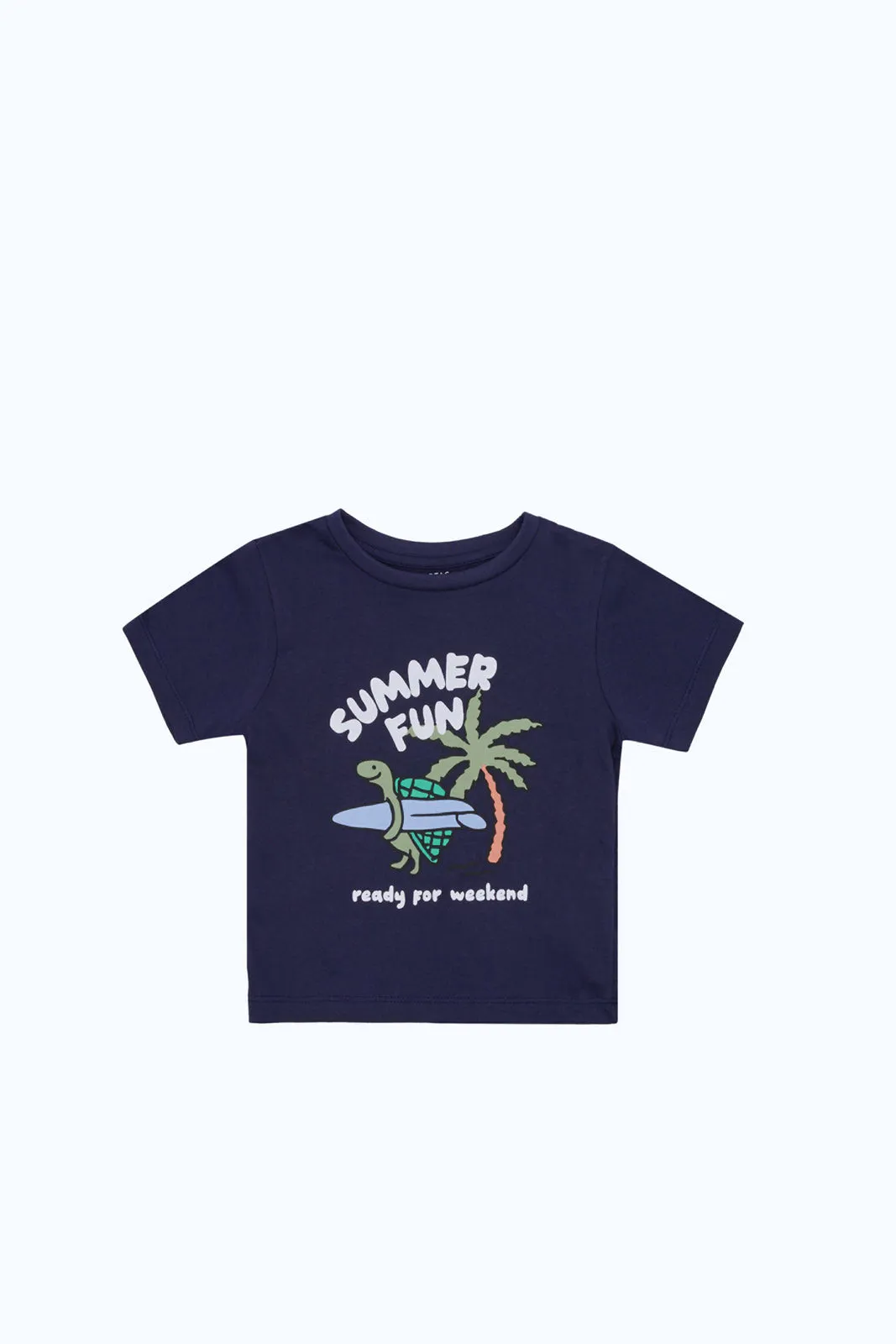 Infant Boys Navy Turtle Print T-Shirt