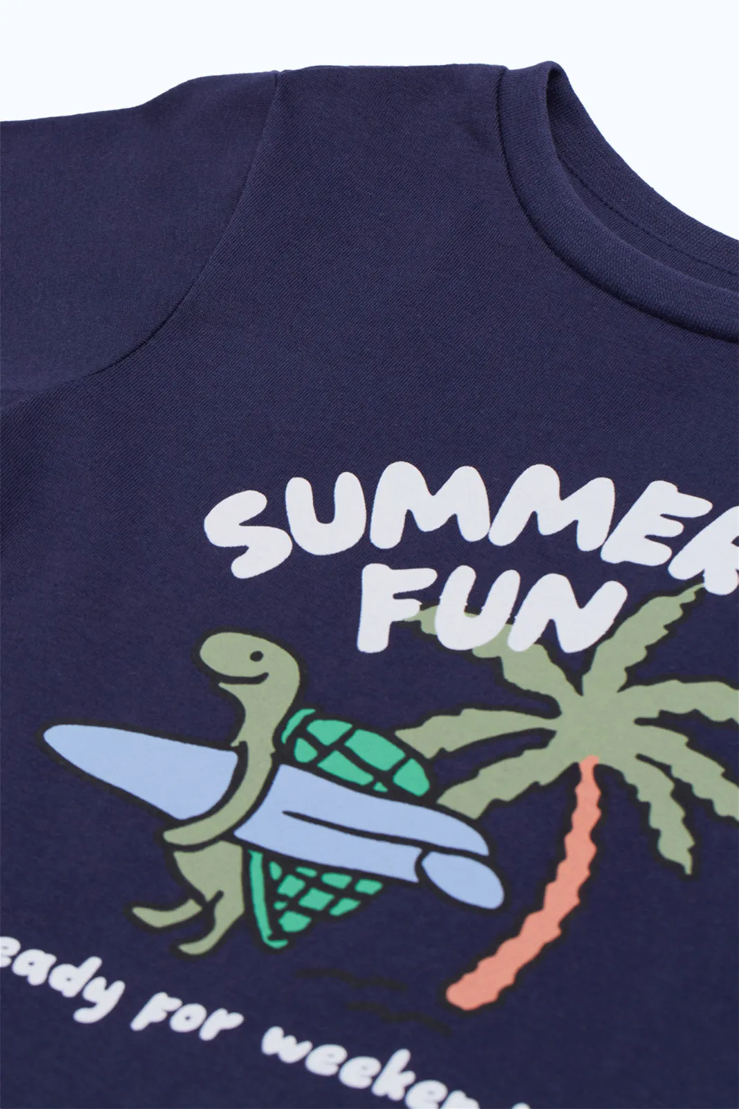 Infant Boys Navy Turtle Print T-Shirt