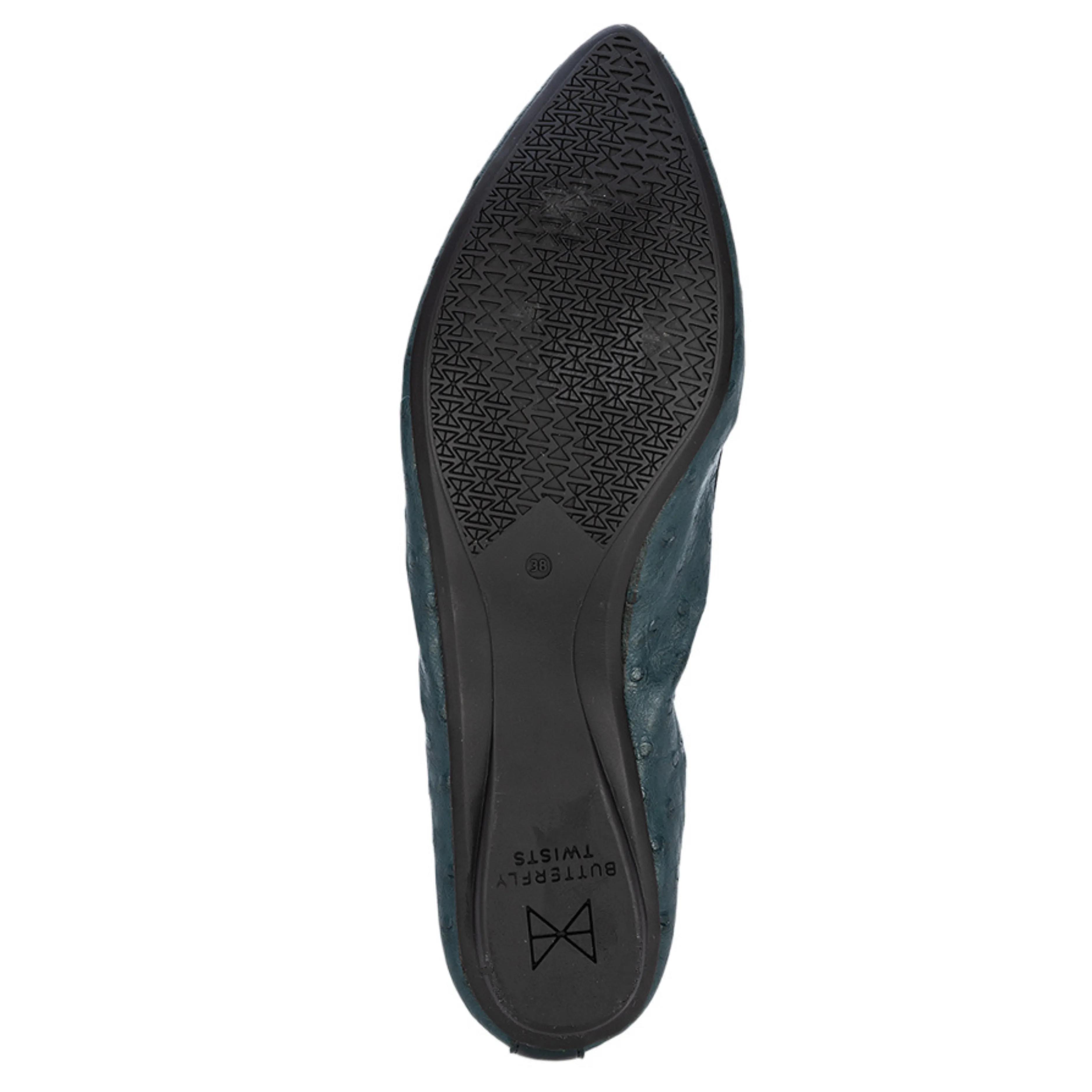 JANEY Ballet Flat Shoes - Teal Ostrich