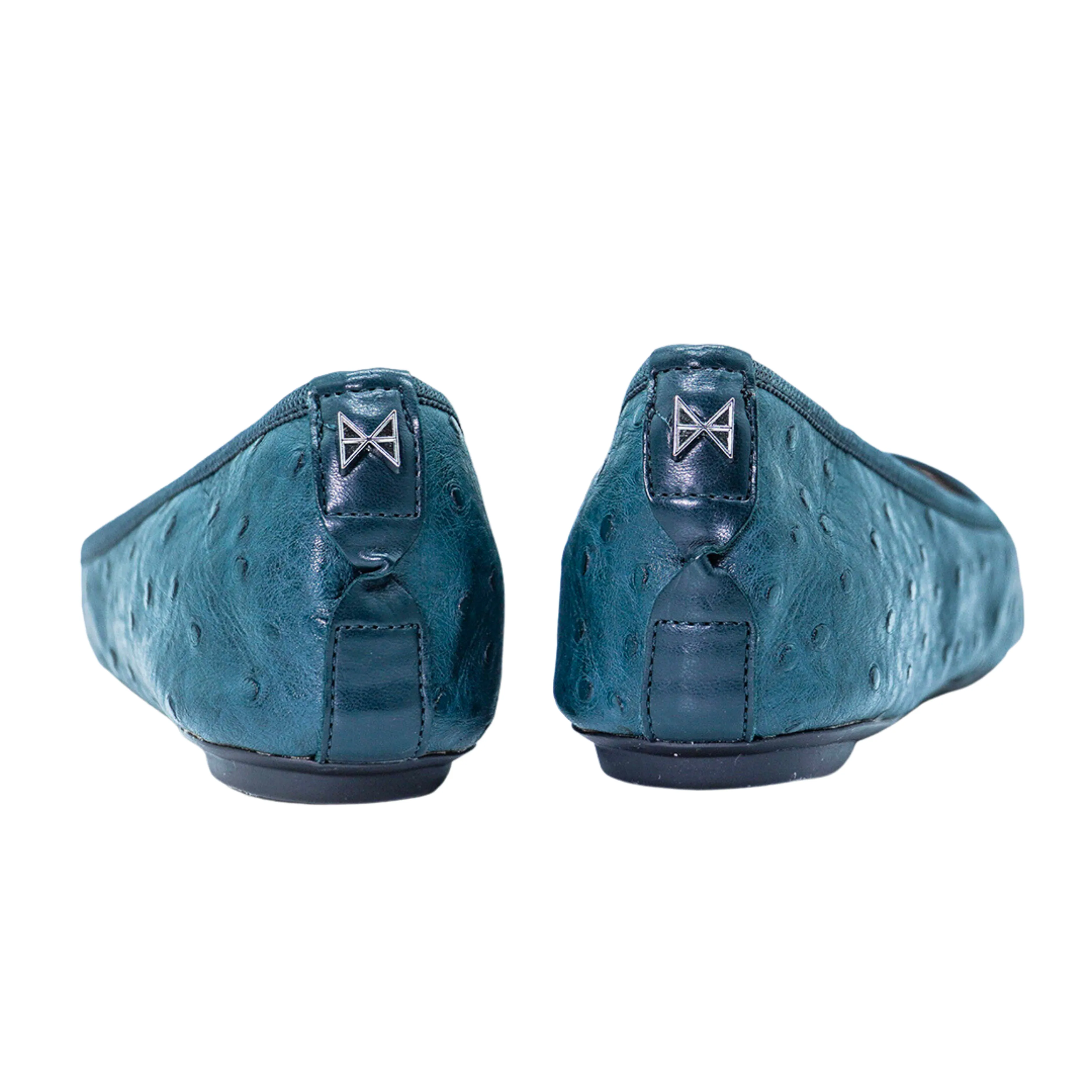 JANEY Ballet Flat Shoes - Teal Ostrich