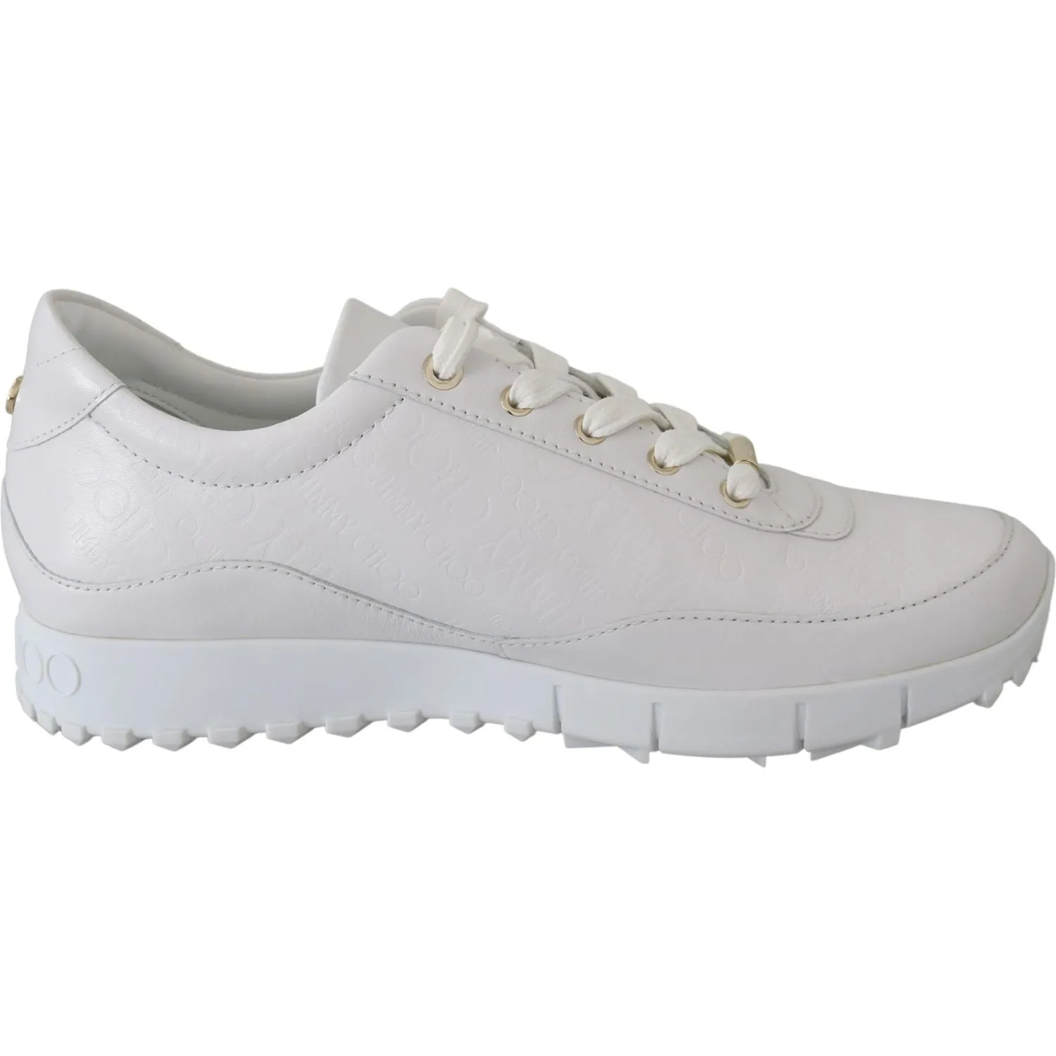 Jimmy Choo Elegant White Leather Sneakers