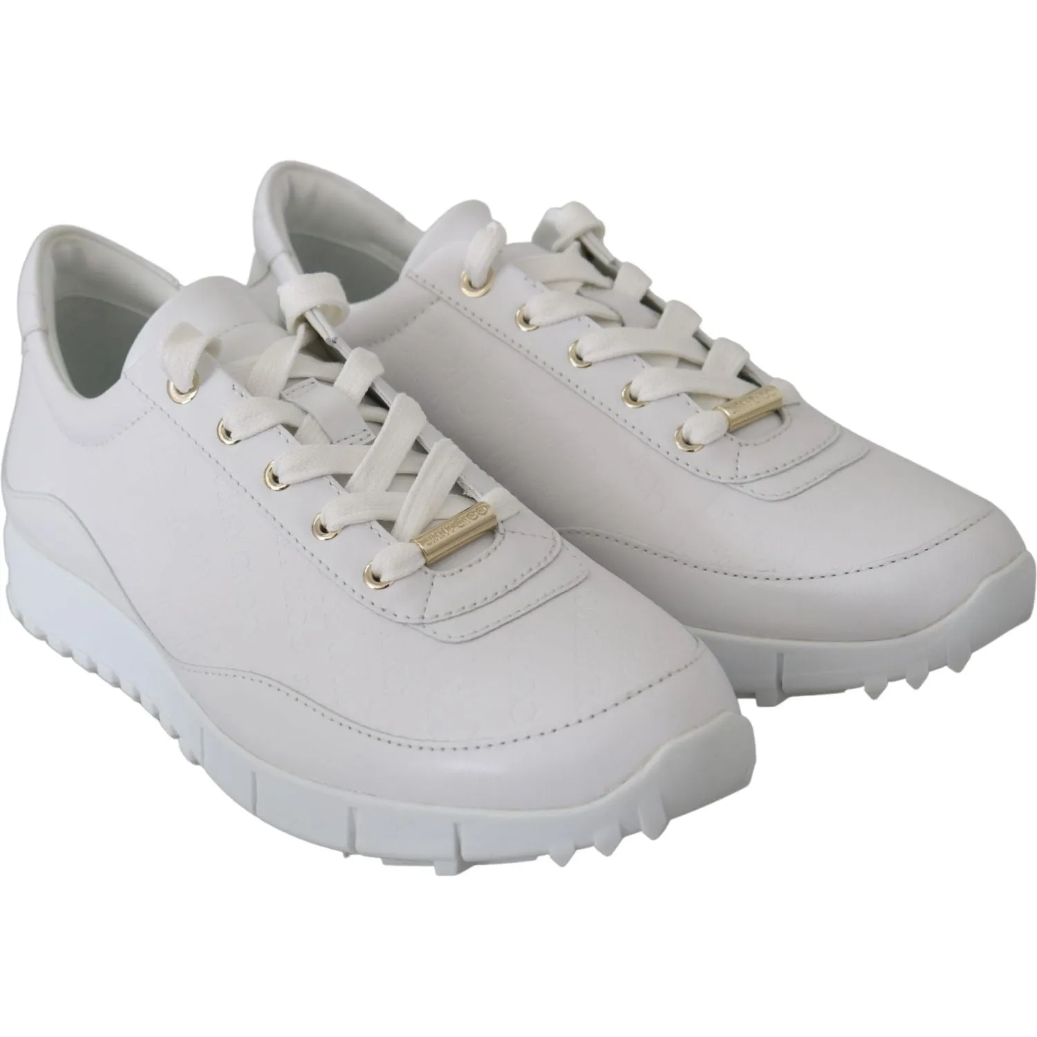 Jimmy Choo Elegant White Leather Sneakers