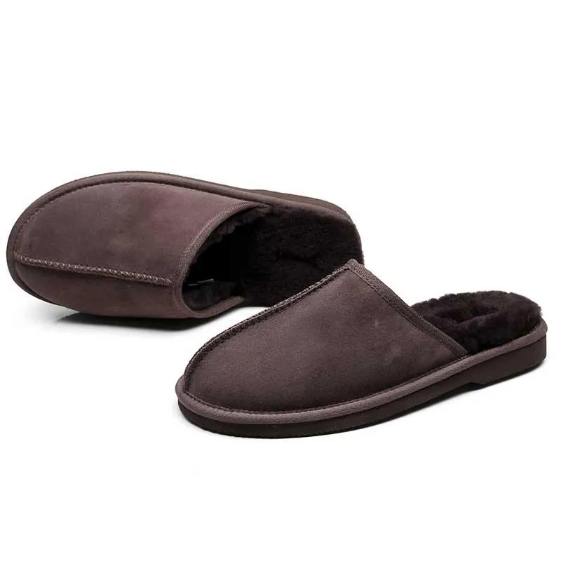 MUBO UGG Mens Slippers Double Face Australia Premium Sheepskin Scuff SW1300