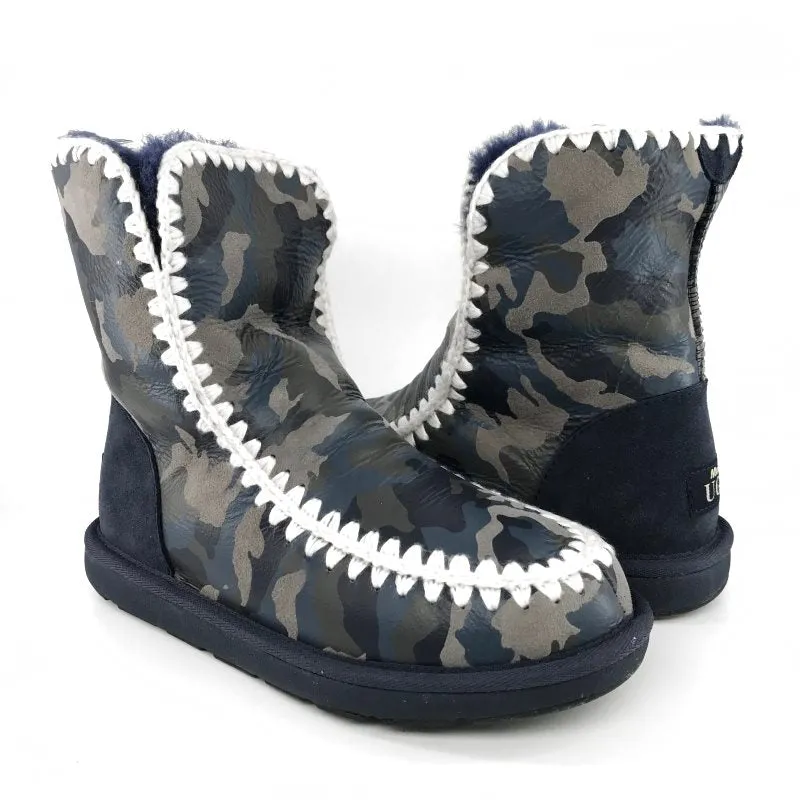 MUBO UGG Women Boots Classic Mimi Navy Camouflage