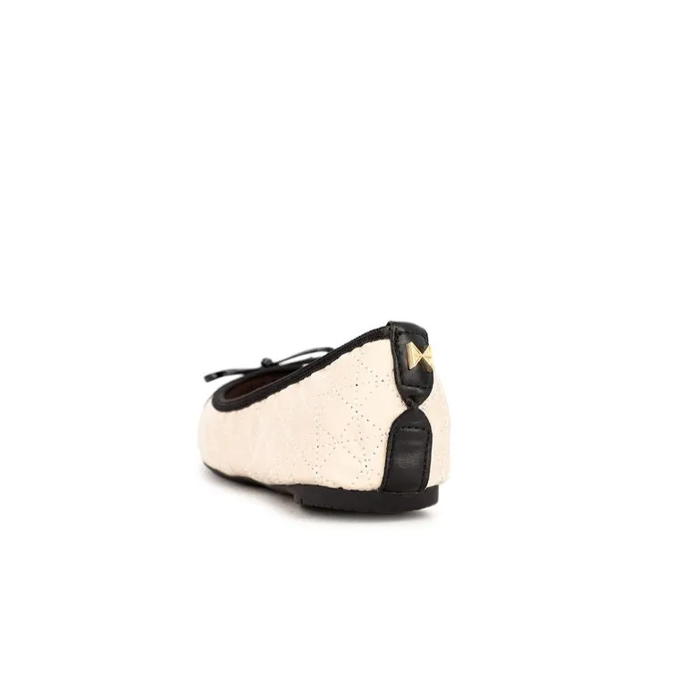 OLIVIA Ballet Flat Shoes - Cream/Black