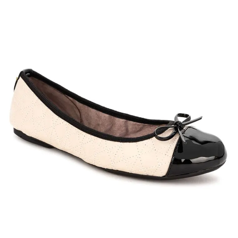 OLIVIA Ballet Flat Shoes - Cream/Black