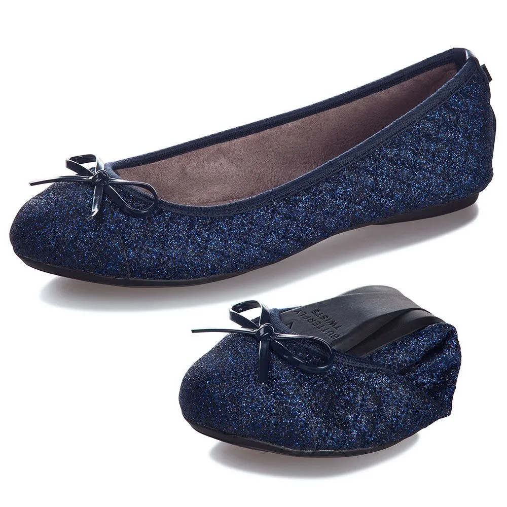 OLIVIA Ballet Flat Shoes - Glitter Navy