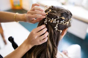 SARAH Gilded Freshwater Pearl and Genuine White Topaz Headpiece